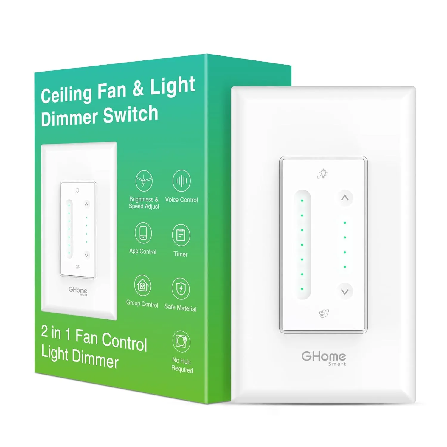 2 in 1 Fan ControlLight Dimmer GHomeSmart® SW19