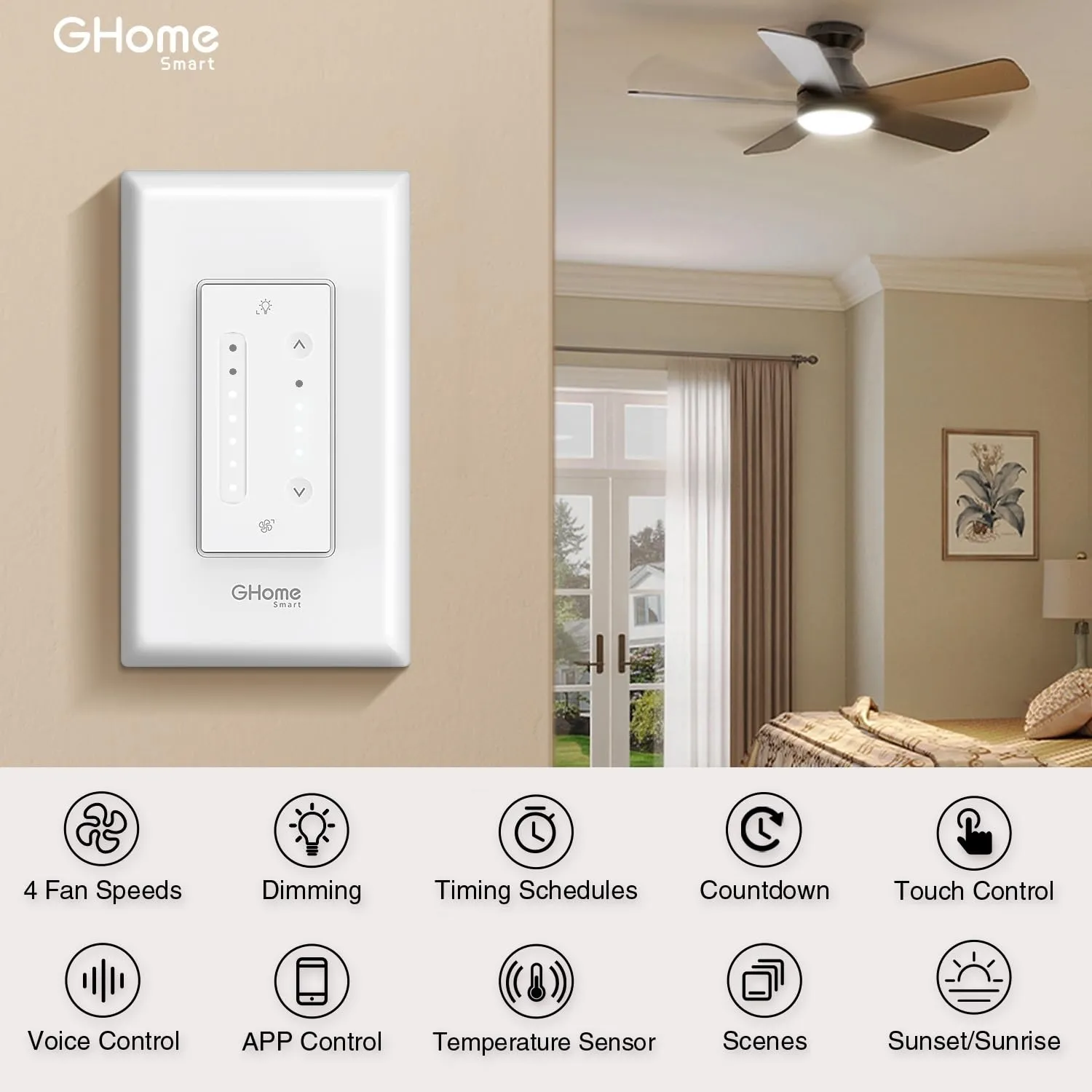 2 in 1 Fan ControlLight Dimmer GHomeSmart® SW19