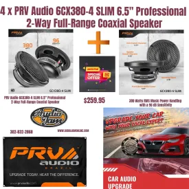 4 x PRV Audio 6CX380-4 SLIM 2-Way Full range 6.5" Pro Audio Coaxial