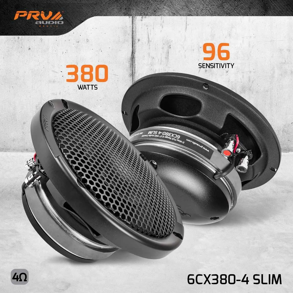 4 x PRV Audio 6CX380-4 SLIM 2-Way Full range 6.5" Pro Audio Coaxial