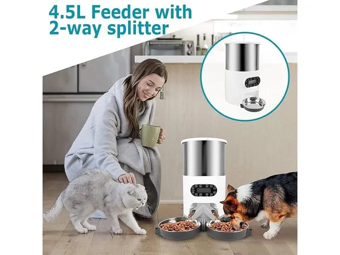 4.5L Stainless Steel Double Meal Automatic Feeder