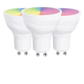 5W Smart Colour Changing Light Bulb, GU10 RGB CCT Colour Changing Bulbs,  Bluetooth APP Control LED Bulbs, WiFi Dimmable RGB and White Light, Mood Light for Room Decor & Party (Pack of 3)