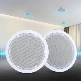 80W 6" Ceiling Speakers, ABS Enclosure, Metal Cover, Home Theatre - 2 Pack