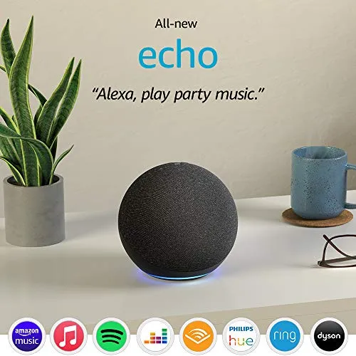 All-new Echo (4th generation) | With premium sound, smart home hub and Alexa | Charcoal