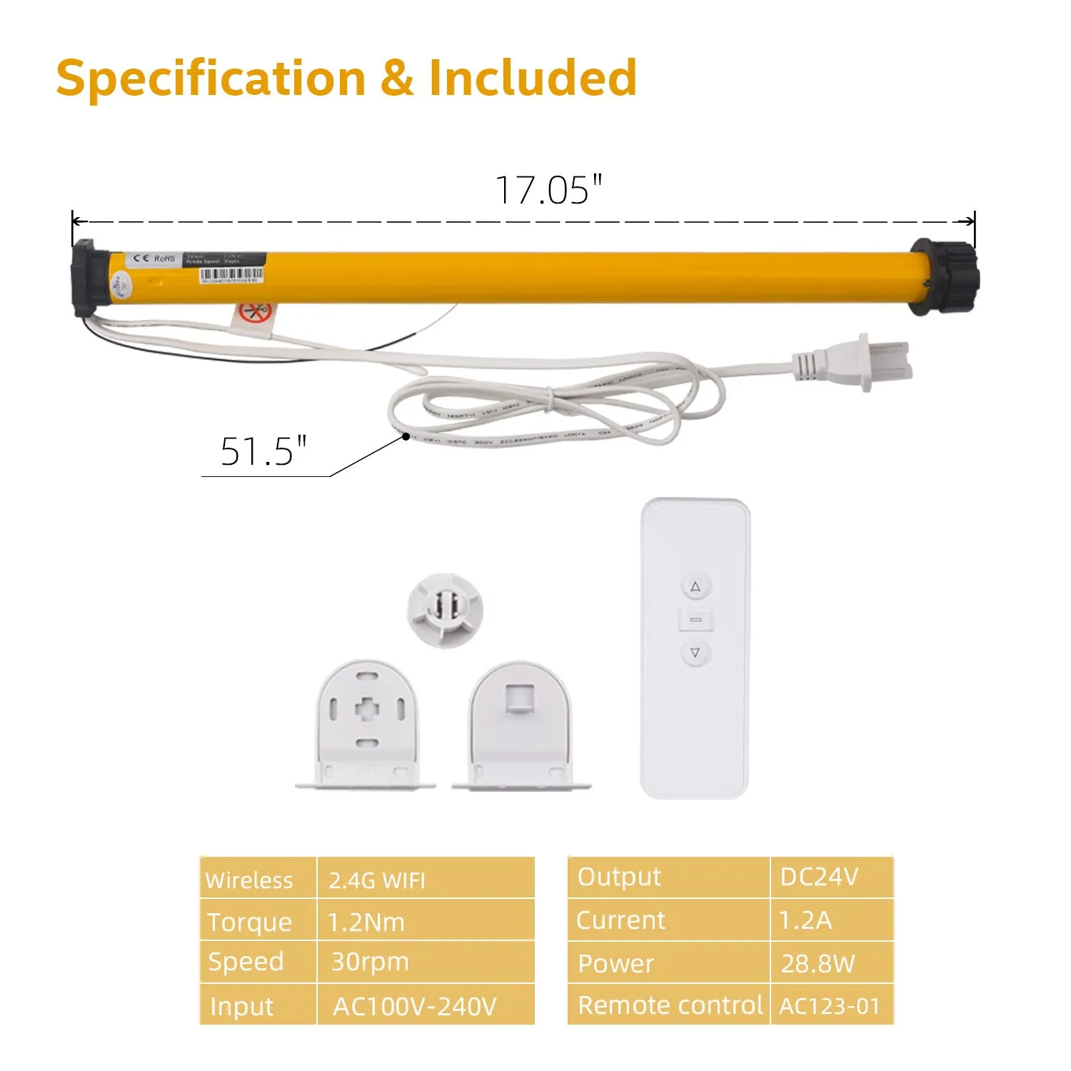 AM25-MEL-PW WiFi Smart Blinds Motor 1.5" (38mm) for Alexa, Googlehome