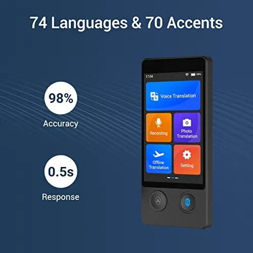 ANFIER Offline Language Translator Device [Latest AI Voice Translator - W12] 144 Languages and Accents 97% Accuracy with 3.7 inch Touchscreen Instant Two Way Translation