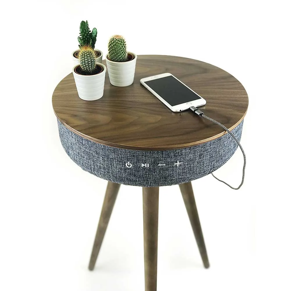 Bluetooth Table Speaker Walnut Surround Sound Phone Charging by Steepletone