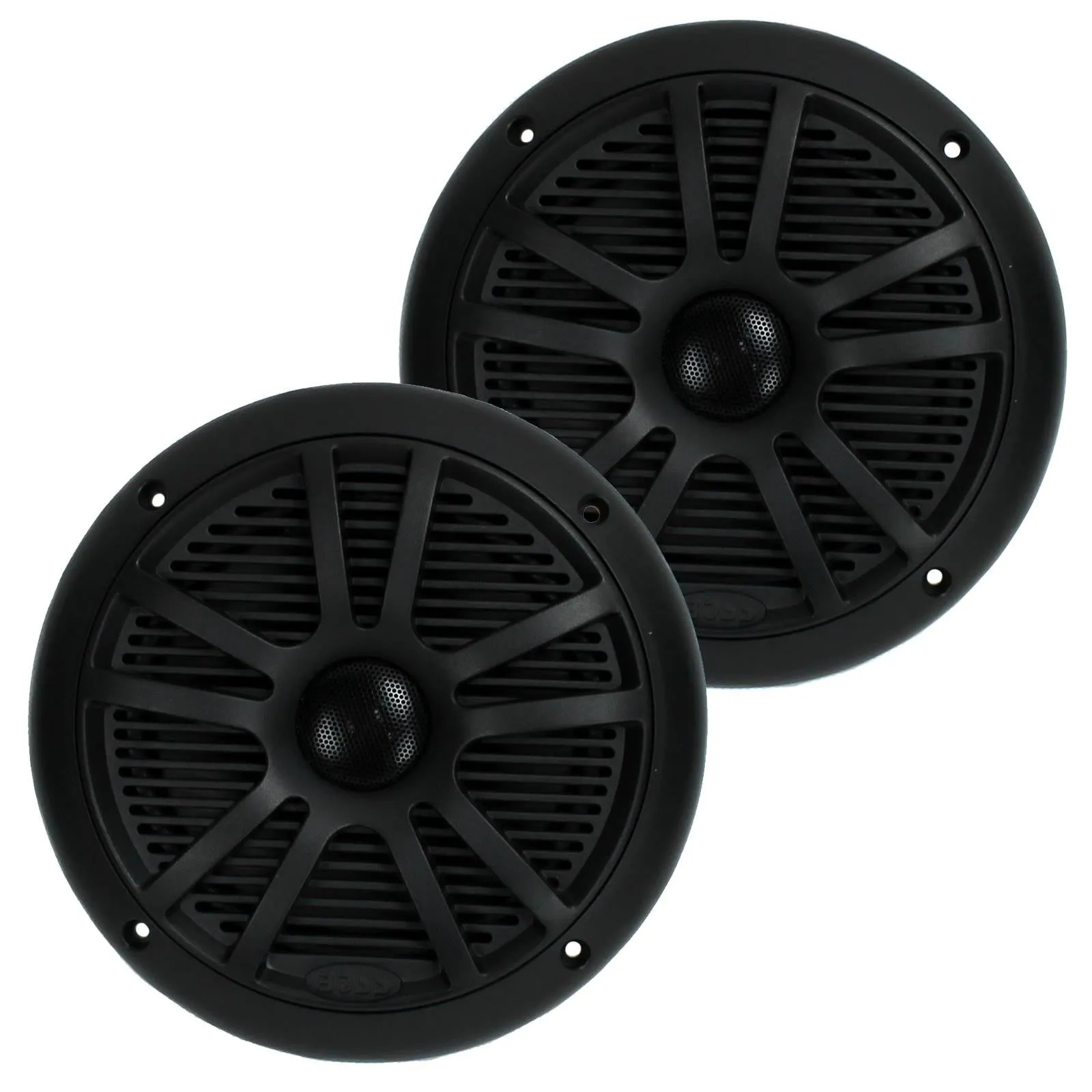 BOSS MR6B 6.5 Inch Dual Cone Black Marine Audio Speakers 180 Watt (8 Speakers)