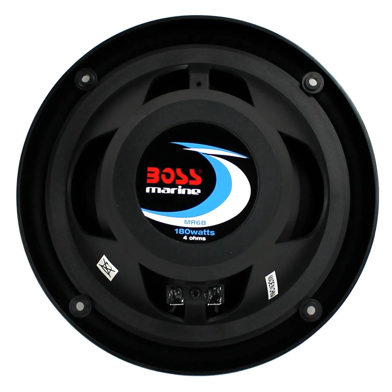 BOSS MR6B 6.5 Inch Dual Cone Black Marine Audio Speakers 180 Watt (8 Speakers)