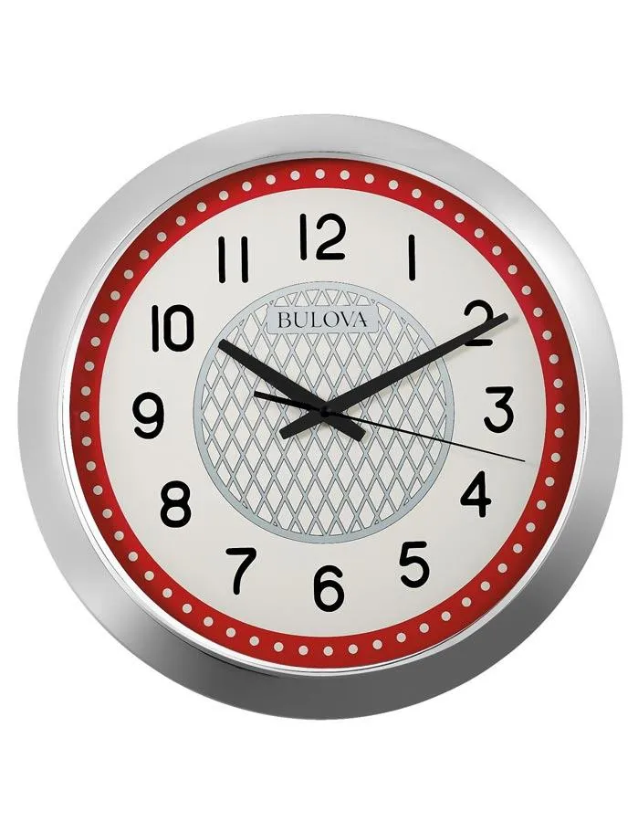 Bulova Juke Box Wall Clock with Bluetooth Speaker - Quiet Sweep - Mirror Finish