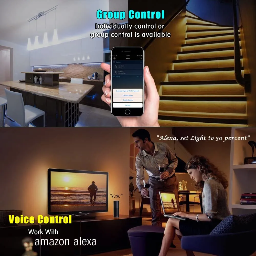 CROW WiFi RF Controller for Addressable Digital LED Lights via Tuya App, Compatible w/ Amazon Echo