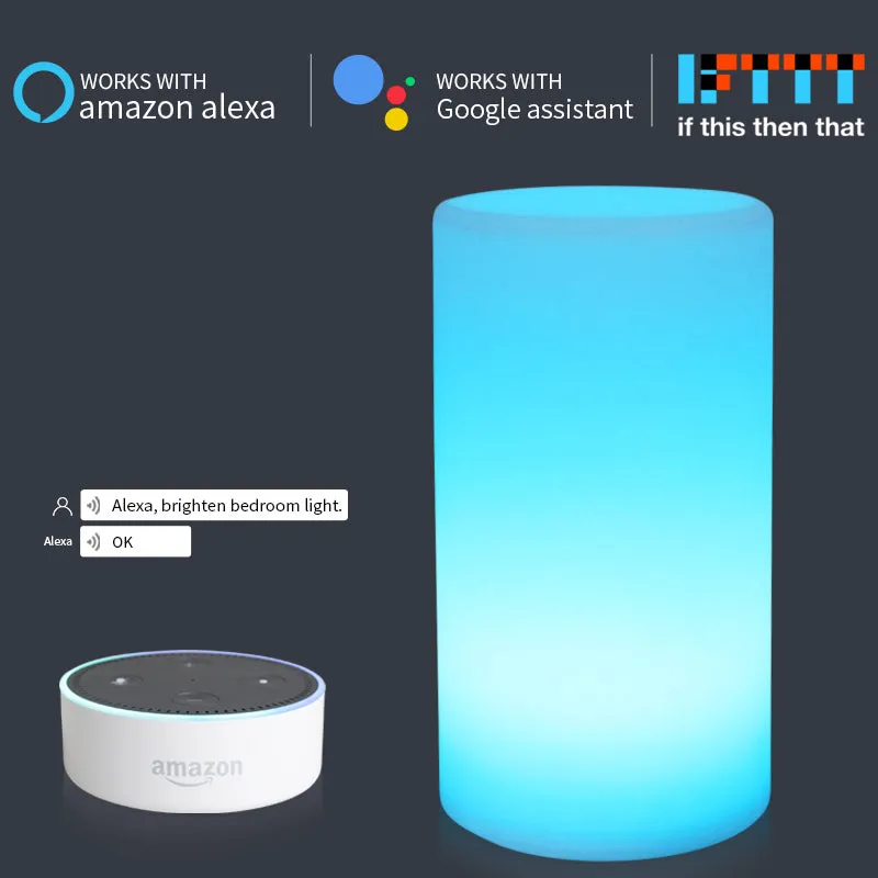 Cylinder Shape WiFi Smart Table Lamp Compatible with Alexa Voice Controlled by Free Mobile APP