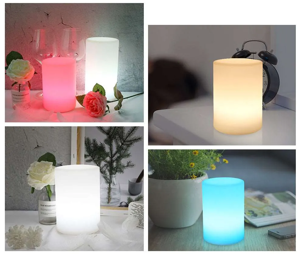 Cylinder Shape WiFi Smart Table Lamp Compatible with Alexa Voice Controlled by Free Mobile APP