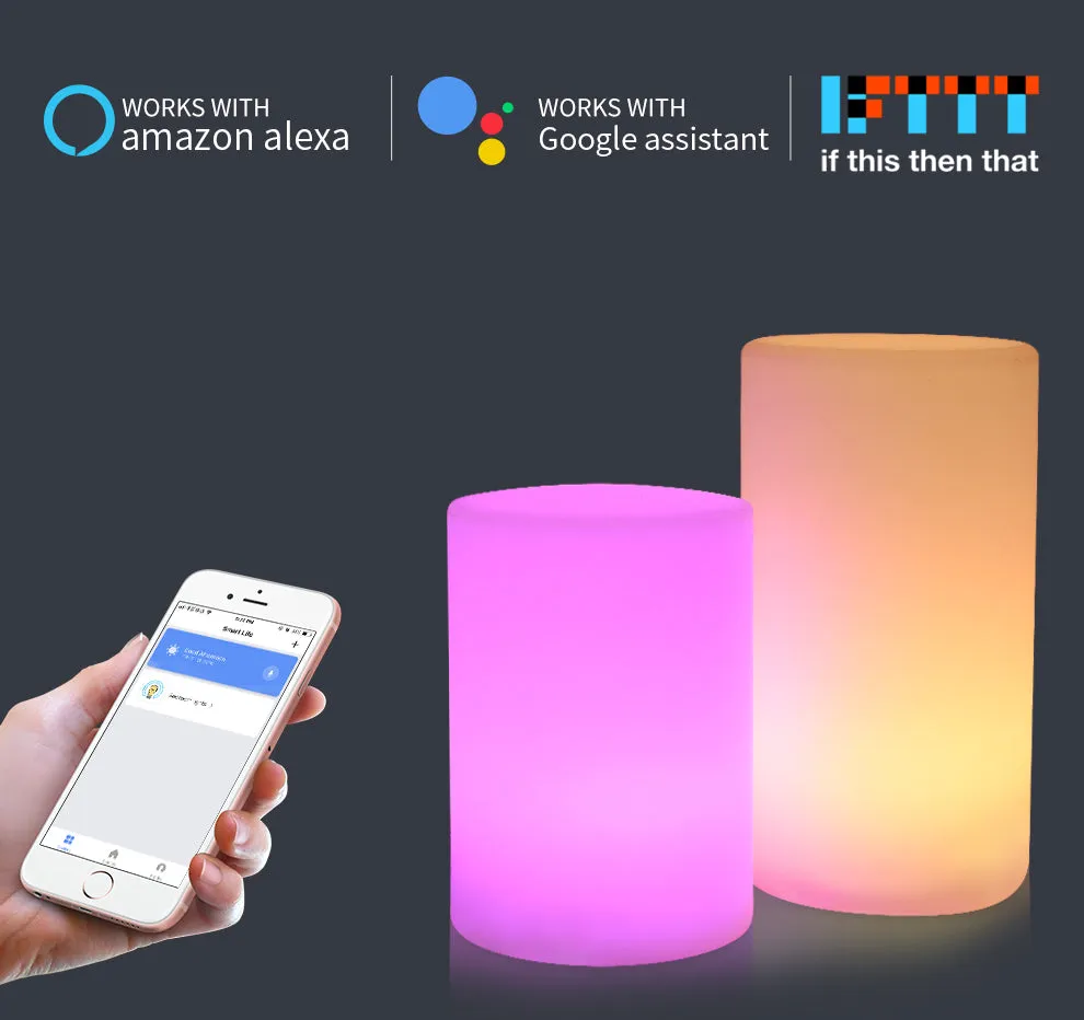 Cylinder Shape WiFi Smart Table Lamp Compatible with Alexa Voice Controlled by Free Mobile APP