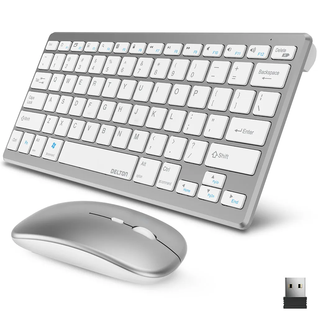 Delton KB35 Wireless Mini Keyboard and Mouse Combo Silver