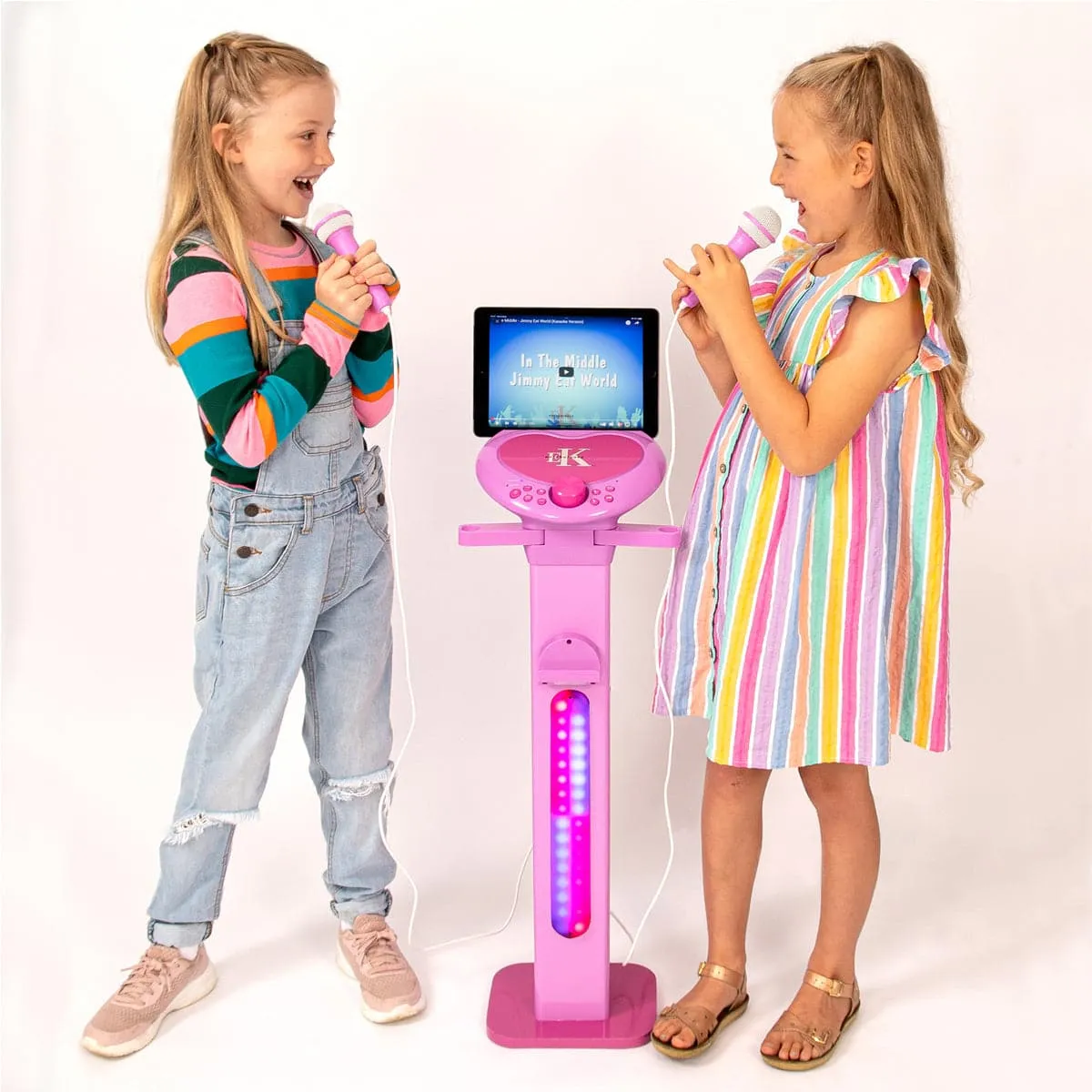 Easy Karaoke Bluetooth® Kids Singalong Pedestal Karaoke Machine ~ Pink