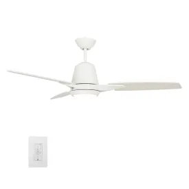 EUNOIA 52'' 3-Blade Smart Ceiling Fan with LED Light Kit & Wall Switch - White/White