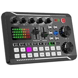 F998 Live Sound Card Audio Mixer Podcast Audio Interface with DJ Mixer Effects