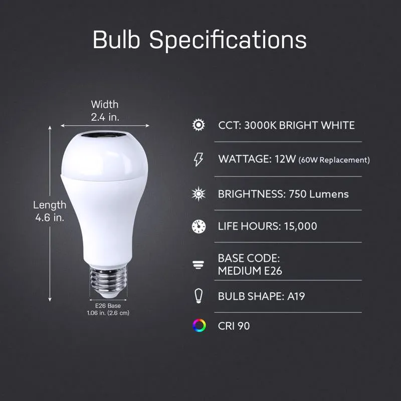 Feit LED Smart A19 E26 (Medium) LED Speaker Bulb Bright White 60 Watt Equivalence 1 pk