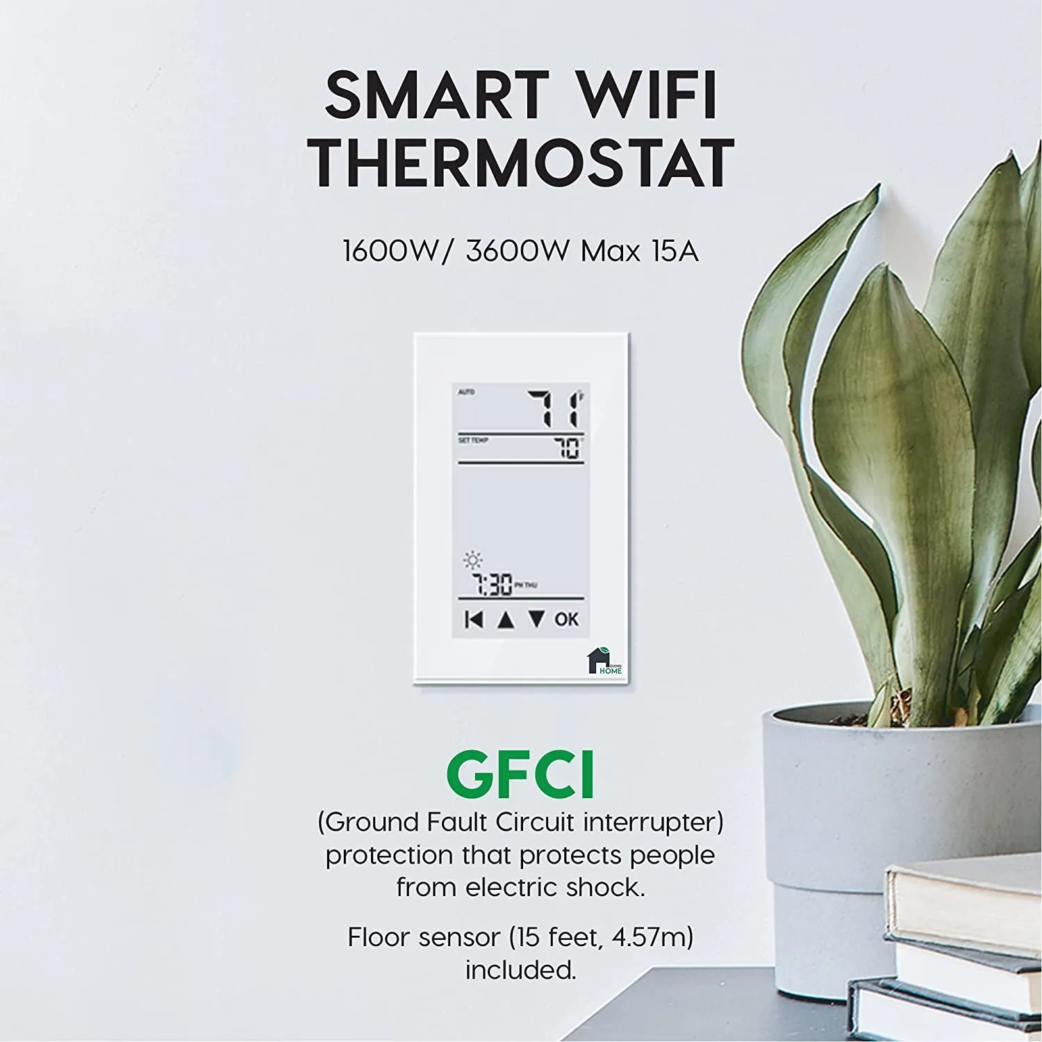 GFCI WiFi Thermostat - Programmable 4-Inch Touchscreen