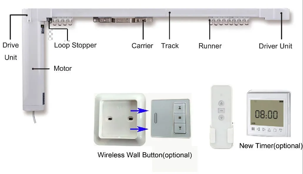 HC Made to Measure Smart Curtain Tracks HT100B (Built-in integration with Amazon Alexa/Google Home device) for Remote Control Smart Motorized Electric Curtain Tracks (2-Meters (78"))