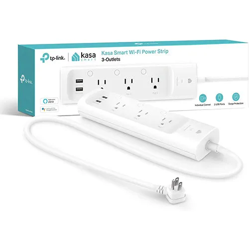 Kasa Smart Plug Power Strip KP303, Surge Protector with 3 Individually Controlled Smart Outlets and 2 USB Ports