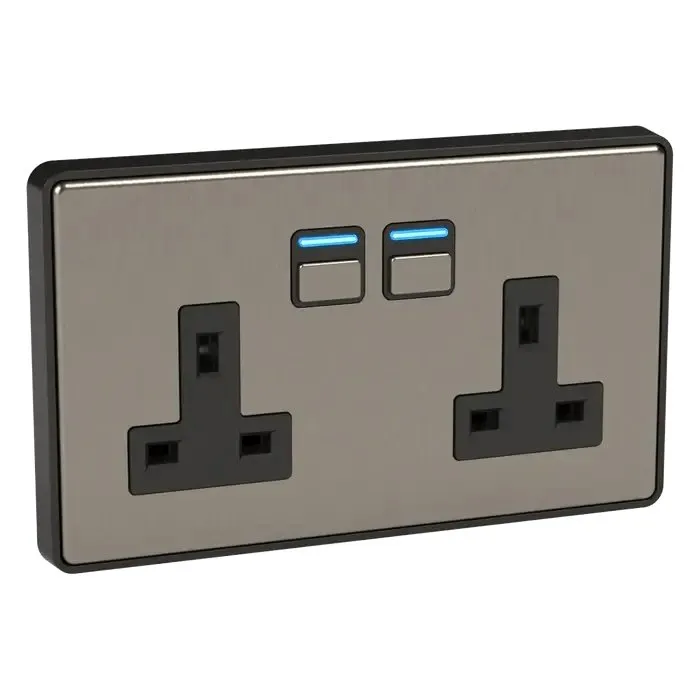 Lightwave LP42MK2 Smart Socket 2 gang, 3000 W, 230 V, Stainless Steel