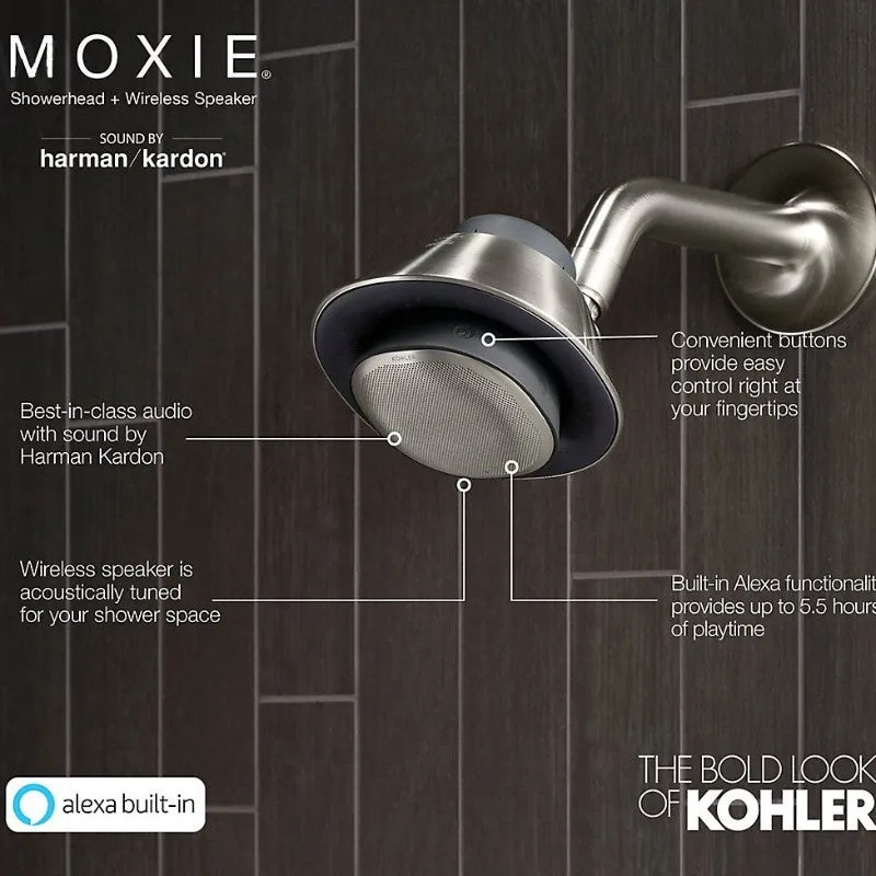 Moxie 2.5 gpm Bluetooth Showerhead Speaker with Amazon Alexa in Polished Chrome