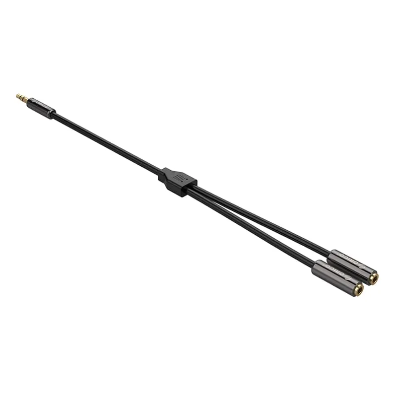 Orico Splitter Aux 1 X 3.5Mm (Male) To 2 X 3.5Mm (Female) 25Cm Gold Plated - Black