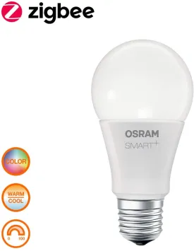 OSRAM Smart  LED, ZigBee Lamp with E27 Socket, warm white to daylight, Color Change RGB, dimmable, Directly compatible with Echo Plus and Echo Show (2. Gen.), Compatible with Philips Hue Bridge