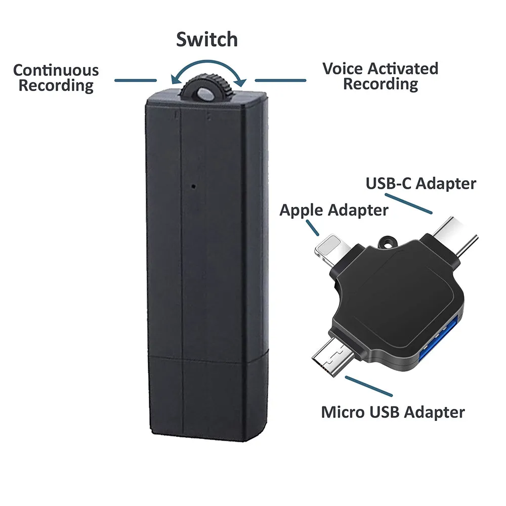 PBN-TECH K-USB-OTG – Covert Audio Recorder USB Drive 8GB 288 Hours