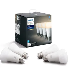 Philips Hue 476977 White A19 Bluetooth Smart LED Bulb (4-Pack) - White