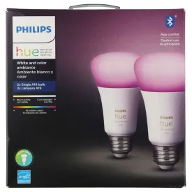 Philips Hue White and Color Ambiance 2-Pack A19 LED Smart Bulb