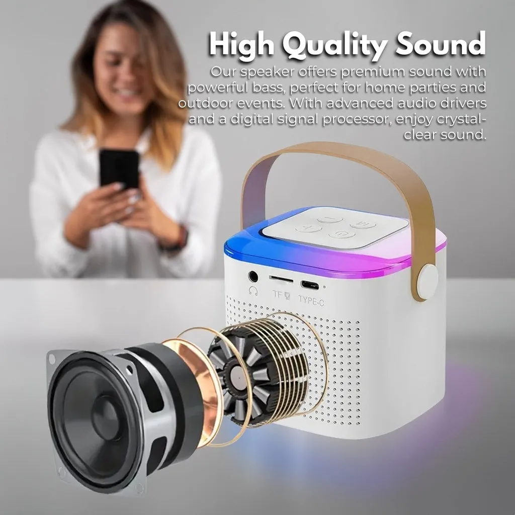 Portable Bluetooth Karaoke Speaker with Lights & 2 Mics