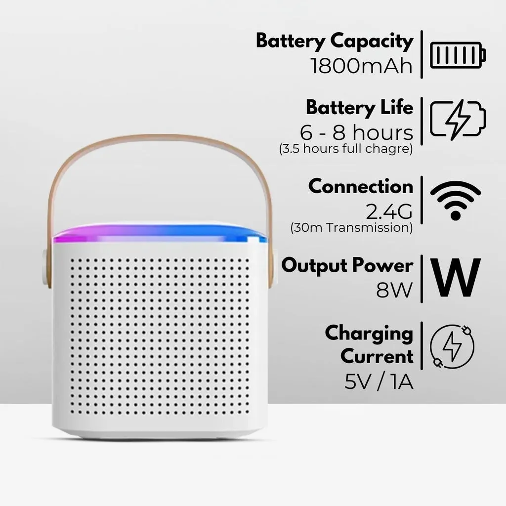 Portable Bluetooth Karaoke Speaker with Lights & 2 Mics