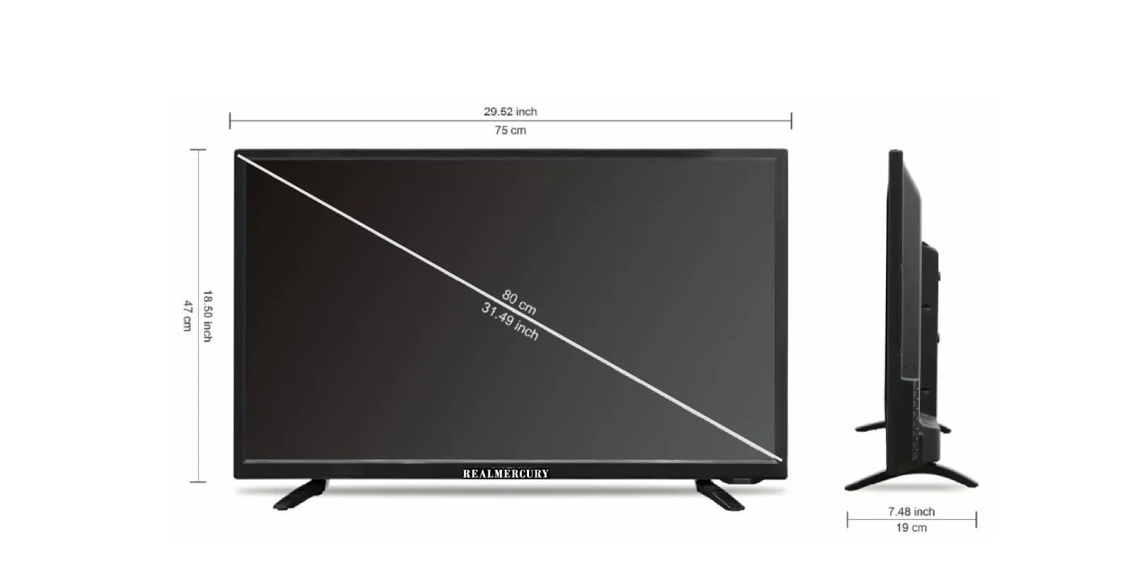 REALMERCURY 32 Inch 4K Ultra Full HD Android 11 with Voice Control Remot| Black | 220V | 66GBTS | 1920 * 1080 Pixel | A  Grade IPS Panel (First Time India)