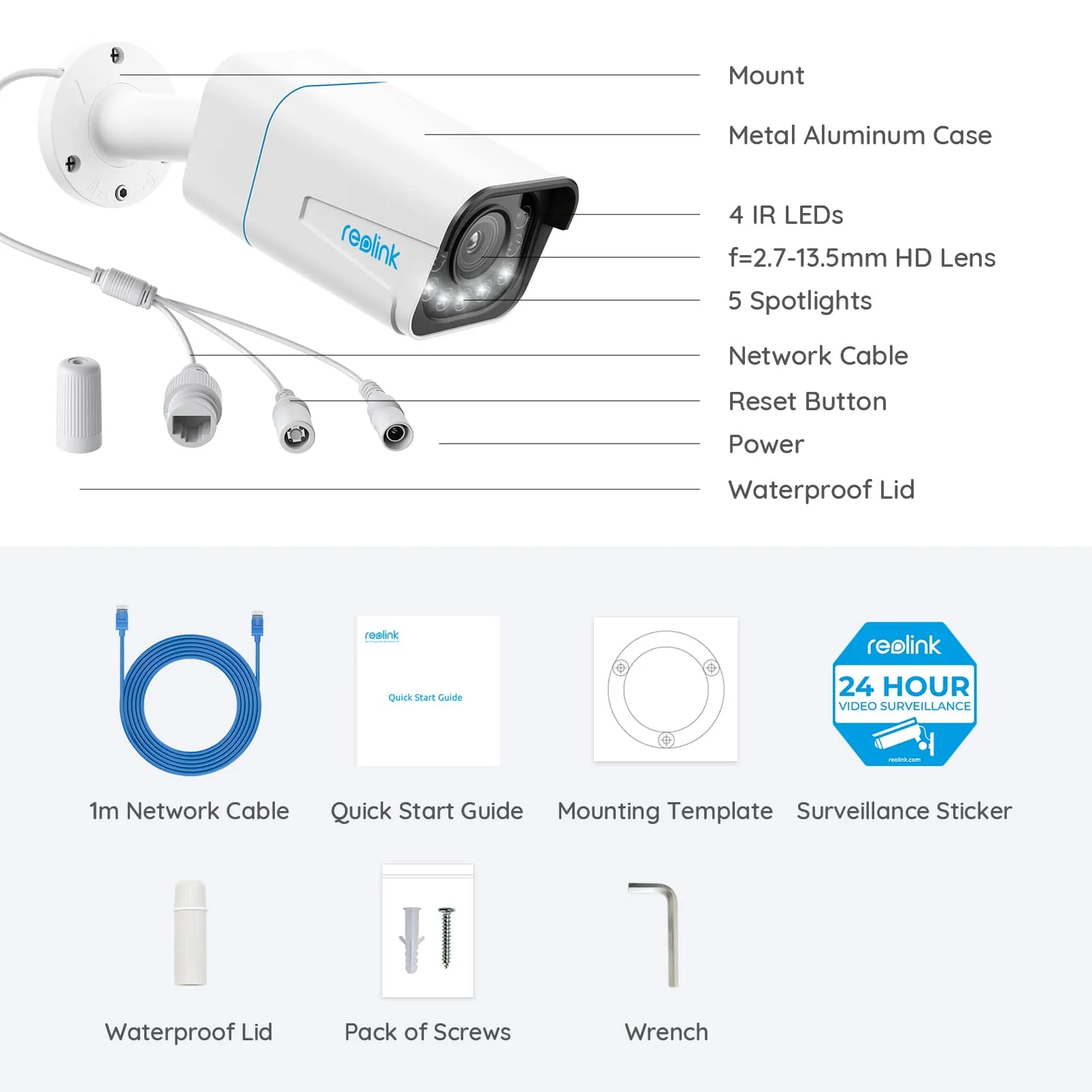 Reolink Outdoor Security Camera 4K PoE IP System for Home RLC-811A(White)