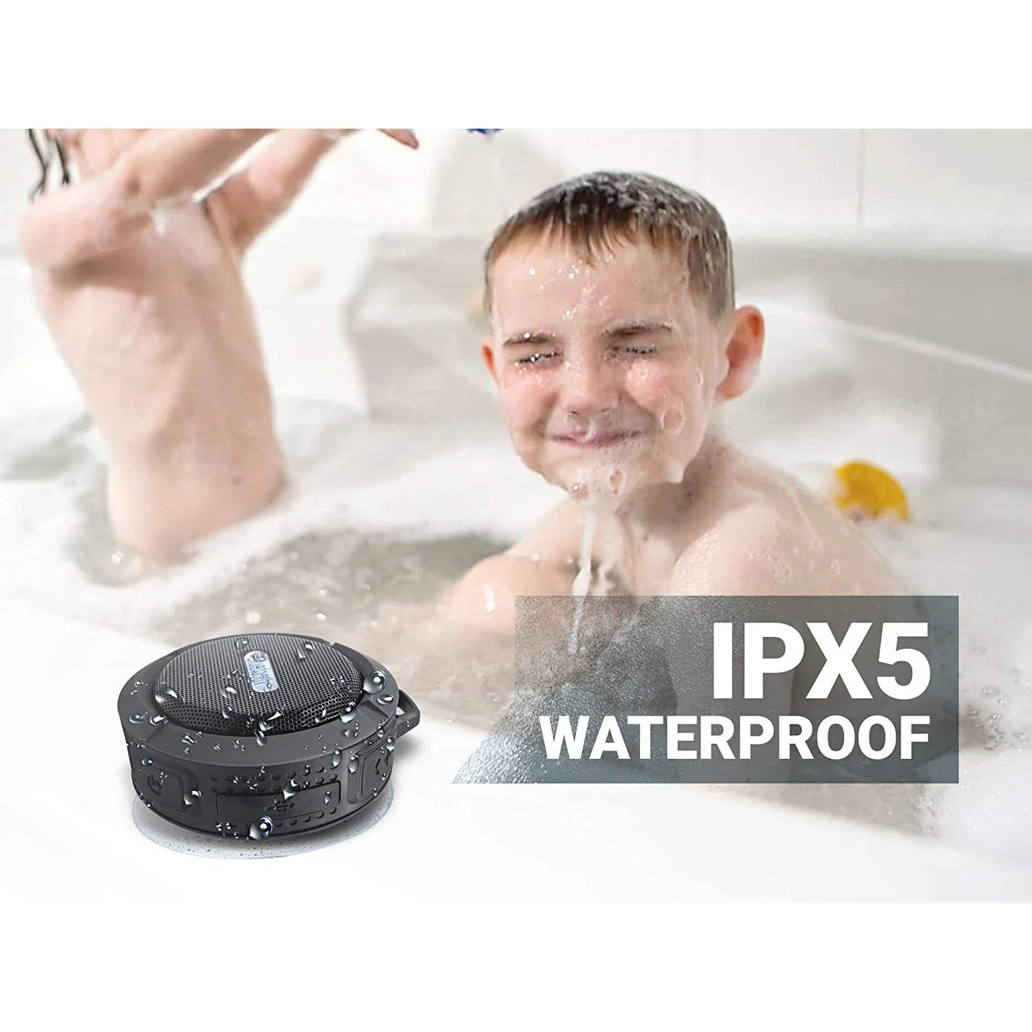 Rugged Waterproof Portable Bluetooth Shower Speaker USB Rechargeable