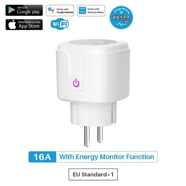 Smart Plug WiFi Socket Power Monitor Timing Function Tuya SmartLife APP Control Works With Alexa Google Assistant