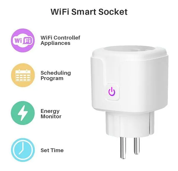 Smart Plug WiFi Socket Power Monitor Timing Function Tuya SmartLife APP Control Works With Alexa Google Assistant