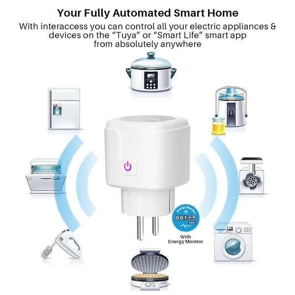 Smart Plug WiFi Socket Power Monitor Timing Function Tuya SmartLife APP Control Works With Alexa Google Assistant