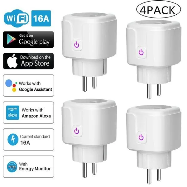 Smart Plug WiFi Socket Power Monitor Timing Function Tuya SmartLife APP Control Works With Alexa Google Assistant