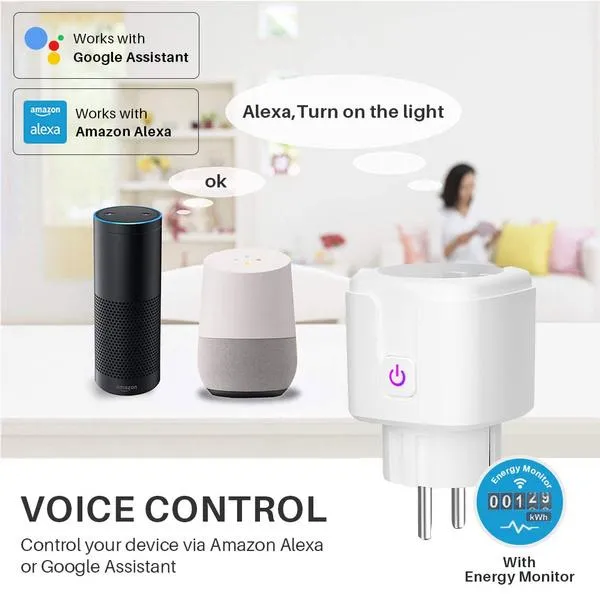 Smart Plug WiFi Socket Power Monitor Timing Function Tuya SmartLife APP Control Works With Alexa Google Assistant