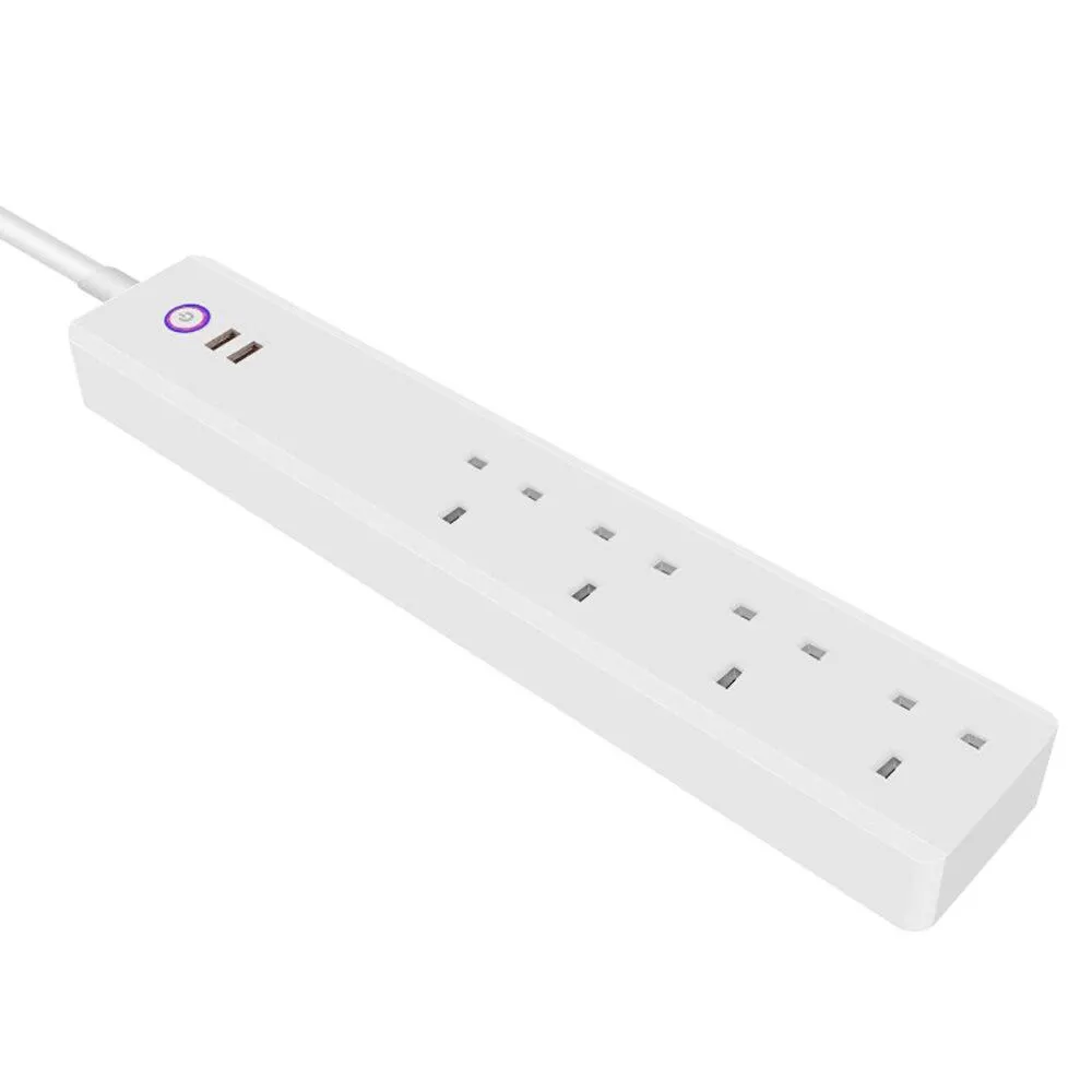 Smart Power Strip 16A, Smart Power Bar Multiple Outlet Extension Cord with 2 USB and 4 AC Plugs by Tuya