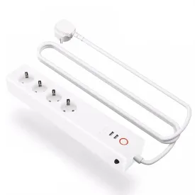 Smart Power Strip 16A, Smart Power Bar Multiple Outlet Extension Cord with 2 USB and 4 AC Plugs by Tuya