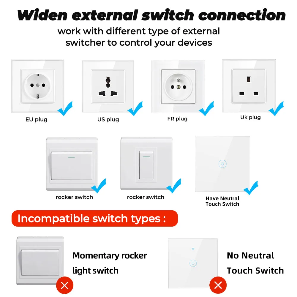 SMATRUL 16A ZigBee Relay Switch 1 Gang 2 Way Control Smart Switch