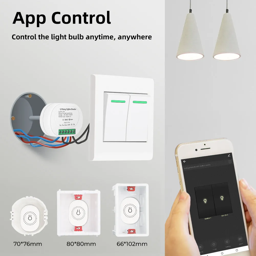 SMATRUL 16A ZigBee Relay Switch 2 Gang 2 Way Smart Switch