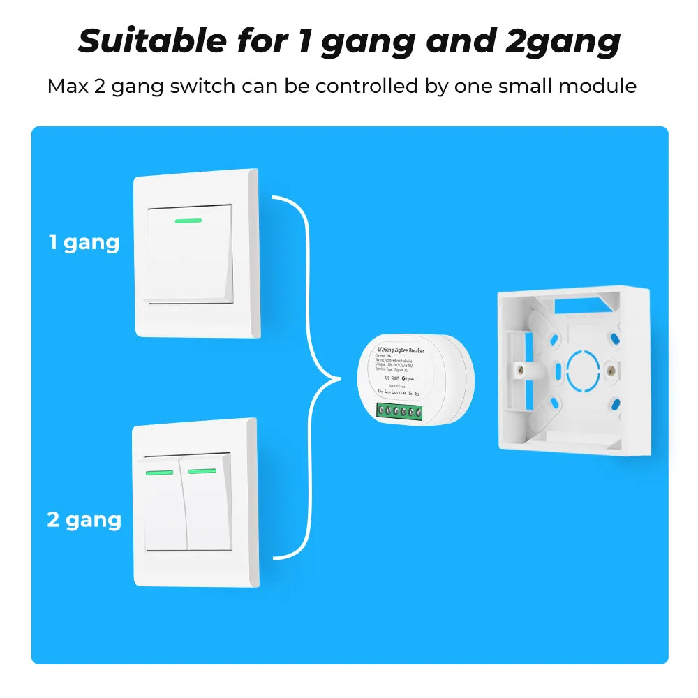 SMATRUL 16A ZigBee Relay Switch 2 Gang 2 Way Smart Switch