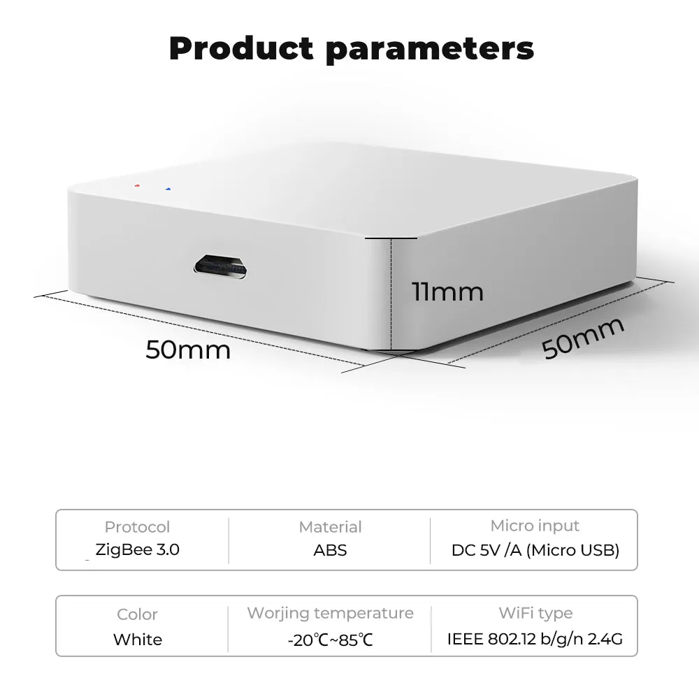 SMATRUL Tuya Multi-mode Gateway, WI-FI & Zigbee & Bluetooth Mesh Hub, Smart Wireless Bridge Compatible with Alexa/Google Home