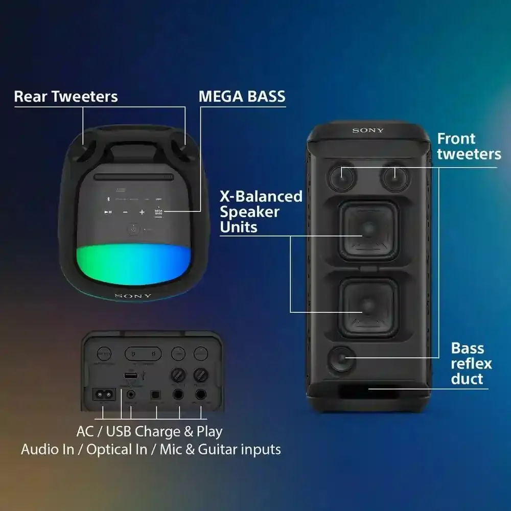 Sony SRSXV800B Omni-Directional Party Wireless Speaker, Black